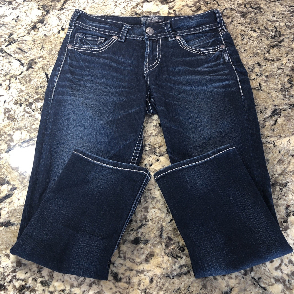 Size 30 Silver Jeans Suki Mid Capri Women’s Denim Embroidered *READ BELOW KH